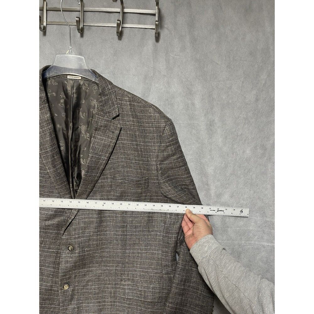 Joseph Abboud Blazer Men 54L Beige Brown Plaid Italian Fabric Nova Linen Luxury‎ - Picture 2 of 12
